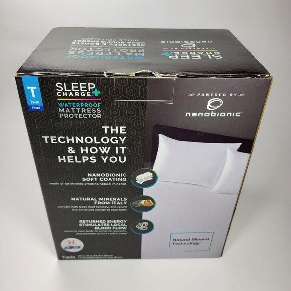 Sleep Charge Nanobionic Waterproof Mattress Protector 15" Fitted TWIN SIZE White - Picture 6 of 8